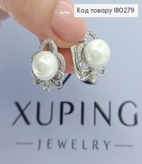 Сережки    з перлинками срібні  Xuping 18К 180279 фото