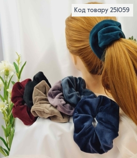 Резинка велюр ТЕМНІ кольори  в асортименті, діаметр 13см, Україна 251059 фото