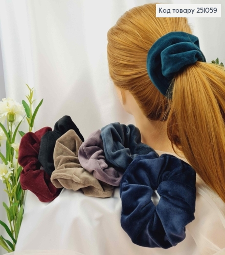 Резинка велюр ТЕМНІ кольори  в асортименті, діаметр 13см, Україна 251059 фото 1