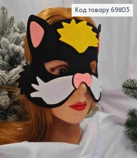 Новогодняя маска "КОТИК", 24*13см на резинке, фетр 691103 фото