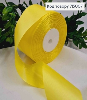 Лента атласная НЕЖНО-ЖЕЛТАЯ (цвет 010), ширина 5см, длина 36 ярдов (33м) 715007 фото