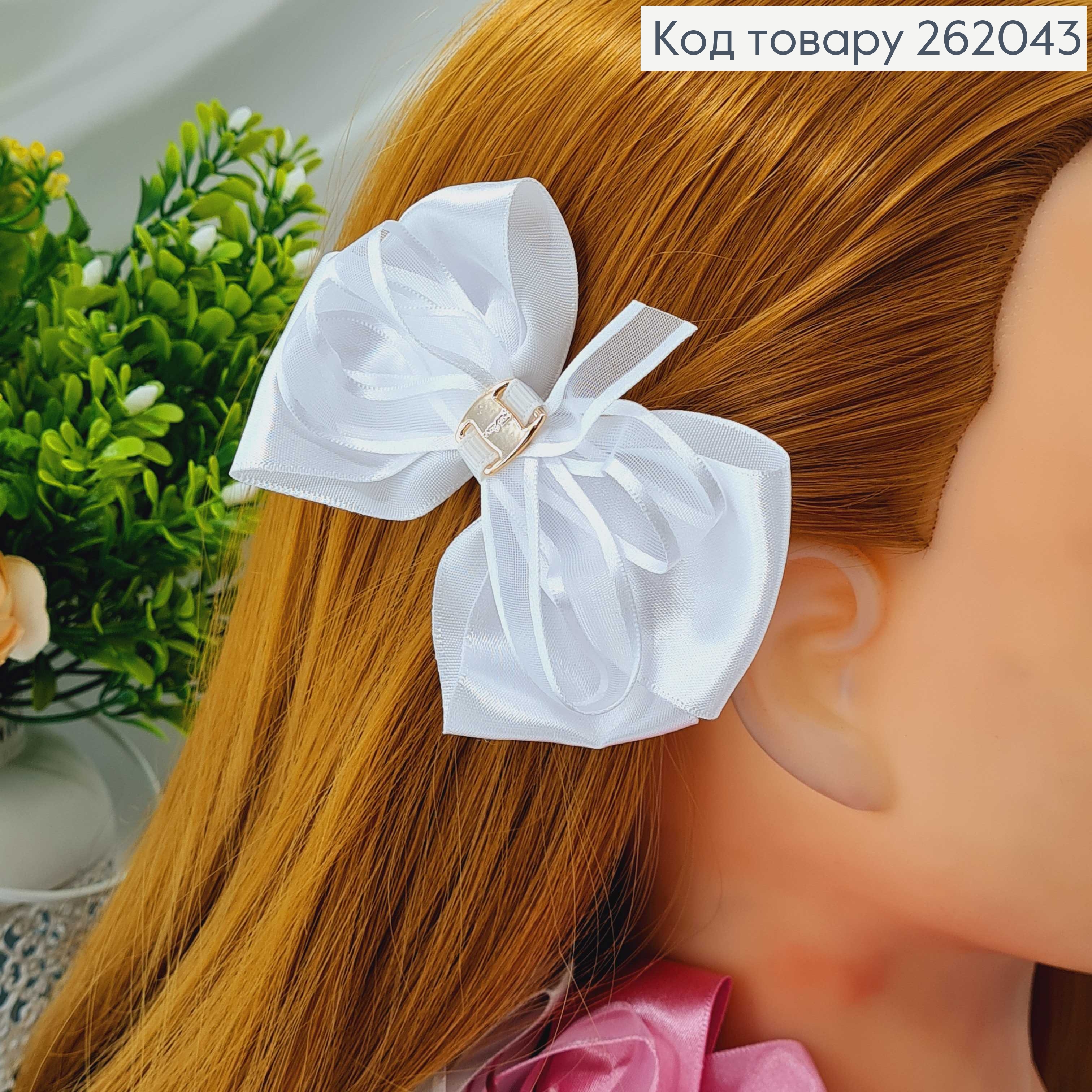Заколка уточка с атласным двойным бантиком в ассорт. 262043 фото 1