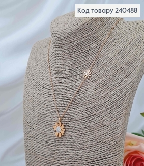 Ланцюжок , золотого кольору, з підвіскою Квіточкою з камінцями, 40+5см, сталь Stainless Steel 240488 фото