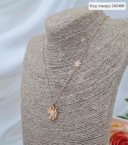 Цепочка, золотого цвета, с подвеской Цветочком с камнями, 40+5см, сталь Stainless Steel 240488 фото 1