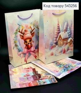 Пакет паперовий з Новорічним принтом, 32*26*10см, в асортименті 543256 фото