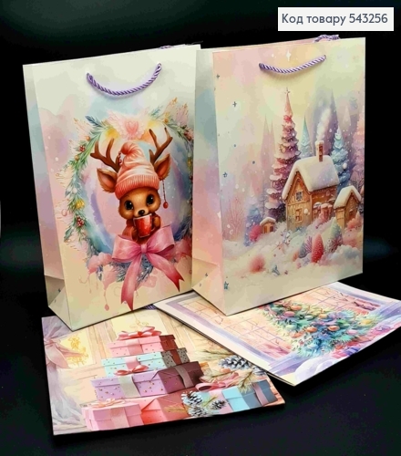 Пакет паперовий з Новорічним принтом, 32*26*10см, в асортименті 543256 фото 1