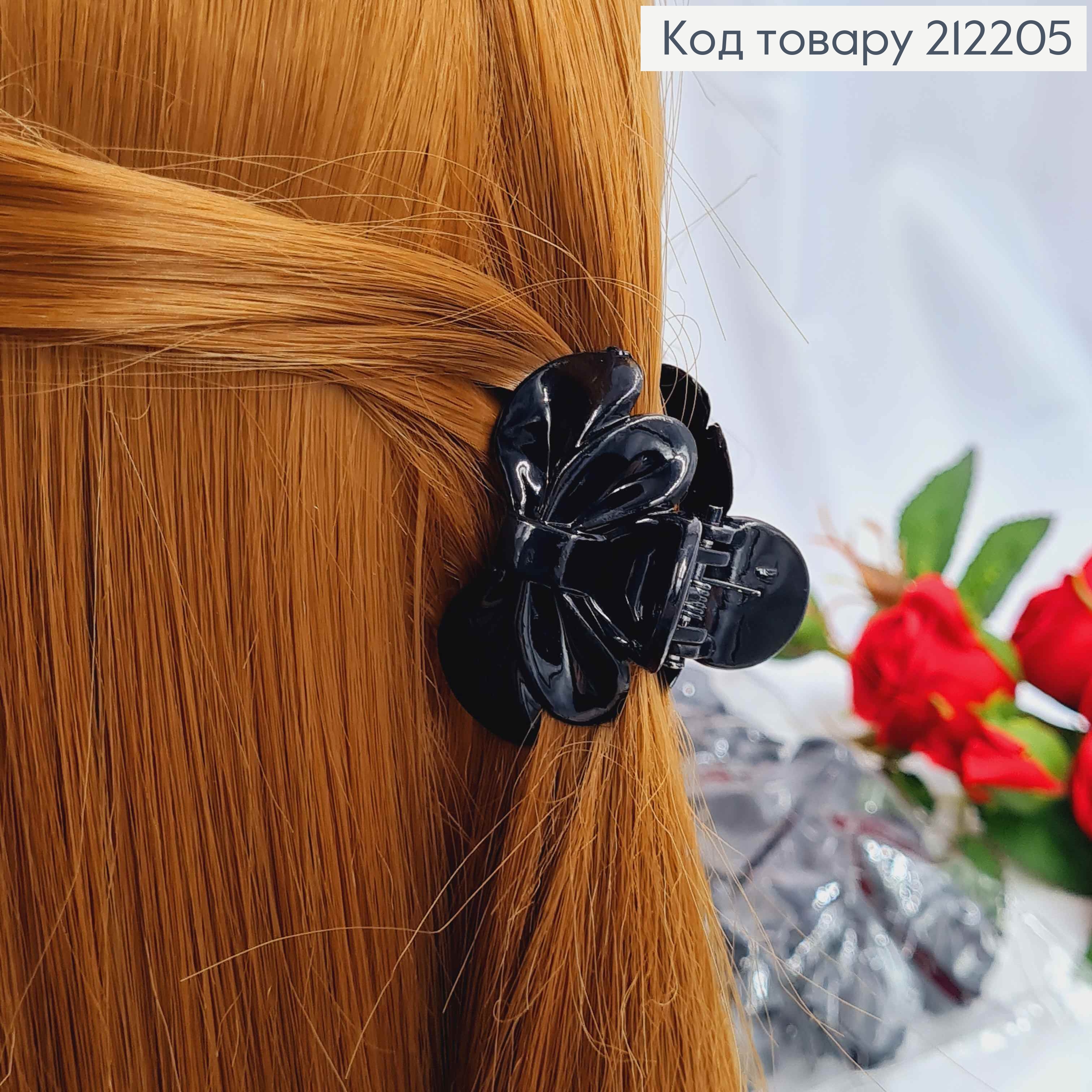 Краб пластик 4см,БАНТИК ЧОРНИЙ глянцевий 212205 фото 2