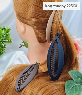 Заколка банан, широкий плоский, цвета в ассорт. 12см 223101 фото