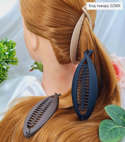Заколка банан, широкий плоский, цвета в ассорт. 12см 223101 фото 1