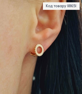 Серьги кольца "Двойной Круг", 0,8см, Xuping 18К 118651 фото