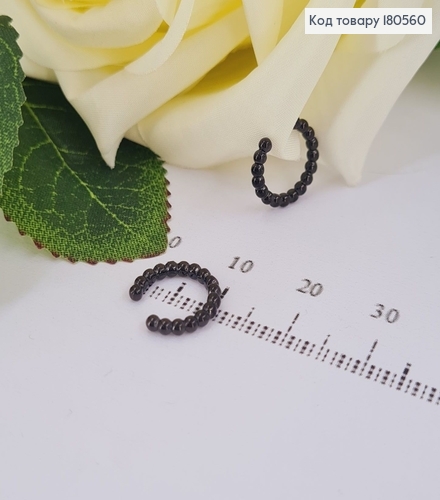 Серьги родированые каффи на хрящ черные Xuping  180560 фото 1