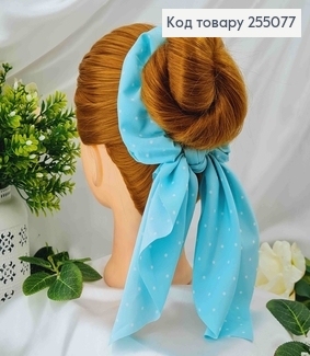 Резинка, Твилли бант, бирюзового цвета, в горошек, 13*17см 255077 фото