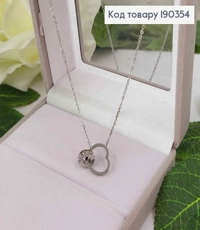 Цепочка родованная, с подвеской сердечком и шармом в камнях, длина 46+5см, Xuping 190354 фото