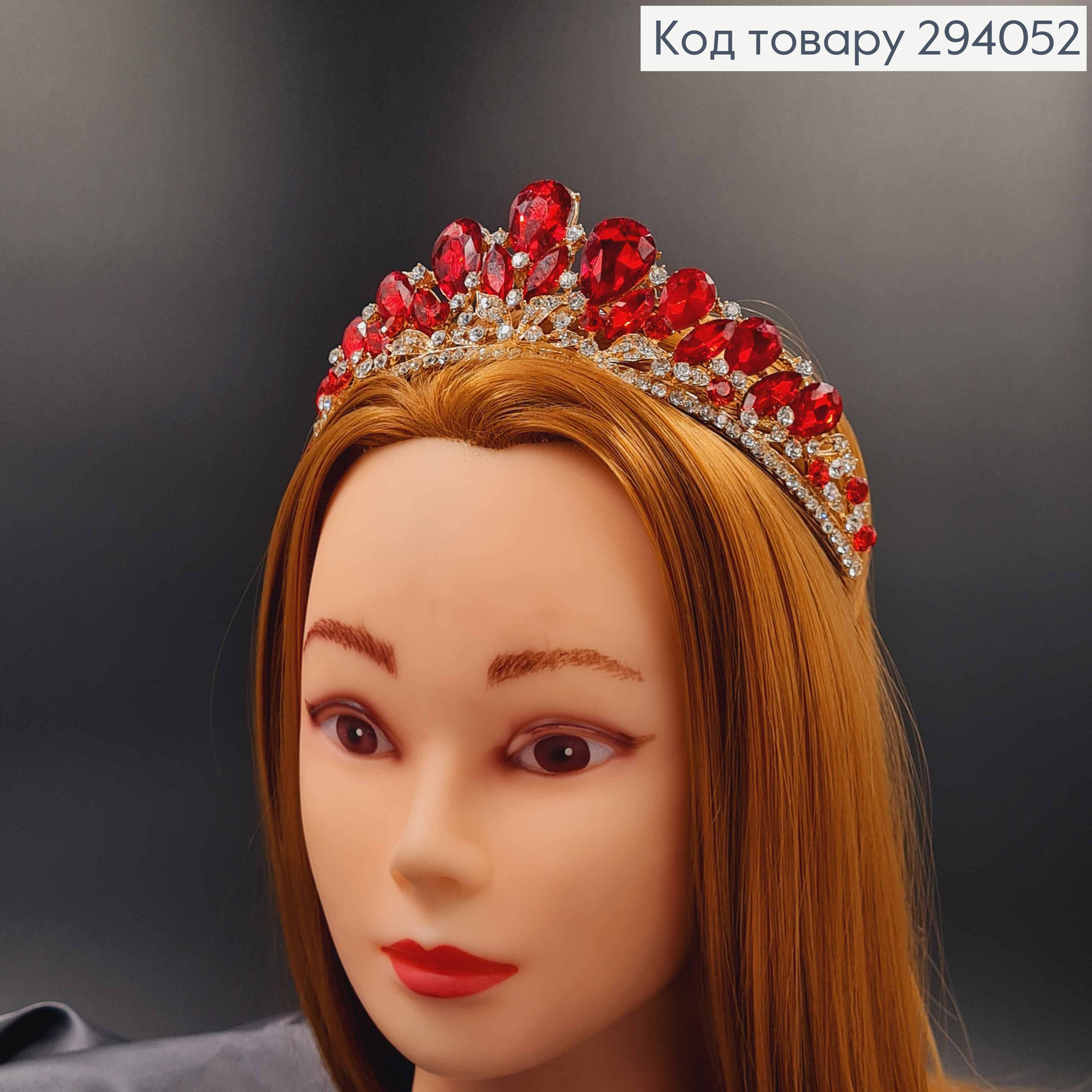 Тиара под золото, "Викторианская" с красными камешками. 294052 фото 3