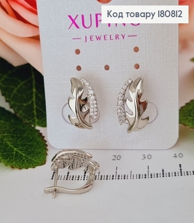 Сережки родовані "Дубовий листочок" з камінцями (англ.застібка), 1,5*1см, Xuping 180812 фото