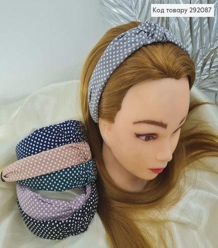 Обруч чалма из ткани в горох в асс. 292087 фото 1