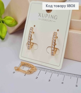 Серьги украшены Блестящими камешками, 1,7см, английская застежка, Xuping 18KСерьги украшены Блестящими камешками, 1,7см, английская застежка, Xuping 18K 118011 фото
