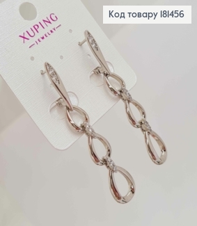 Сережки родовані, з підвіскою Три Краплинки з камінцями, довж 5,4см, англ застібка, Xuping 181456 фото