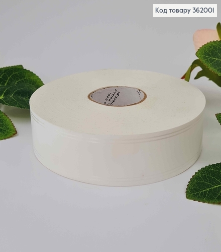 Лента полипропиленовая, БЕЛАЯ, с серебряным кантом, шир. 3см, дл. 100ярд. 362001 фото 1