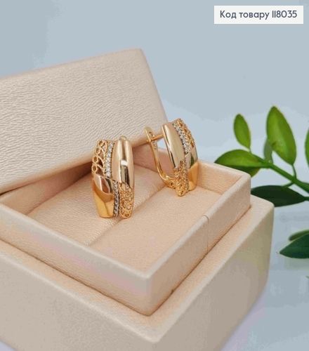 Серьги "Кетлин" с камешками, 1,7см, английская застежка, Xuping 18K 118035 фото 3