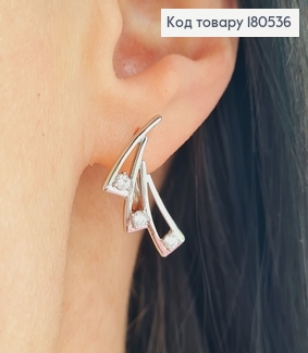 Серьги родированые Нуар, английская застежка 2,3*0,7см Xuping 180536 фото