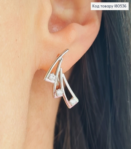 Серьги родированые Нуар, английская застежка 2,3*0,7см Xuping 180536 фото 1