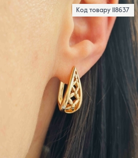 Серьги, Овальные-Ажурные Капли 1,9см, английская застежка, Xuping 18К 118637 фото