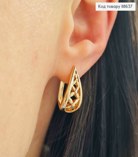 Серьги, Овальные-Ажурные Капли 1,9см, английская застежка, Xuping 18К 118637 фото 1