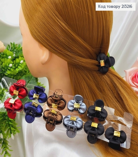 Краб пластик, матовый с золотой пластинкой, "Бантик" 3,5см, в ассорт. 213216 фото 1