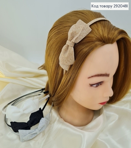 Обруч металл люрекс с бантиком и брошью в асс. 2920481 фото 1