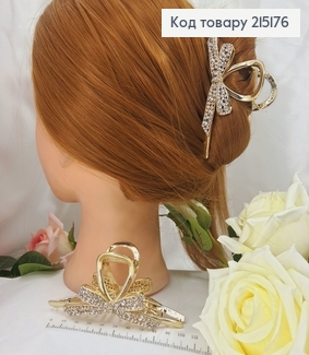 Краб метал Бант в камінцях Золото, 11,5см 215176 фото