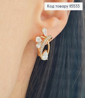 Серьги "Арфа" с камешками, 2см, англ. зам. Xuping 18K 115533 фото
