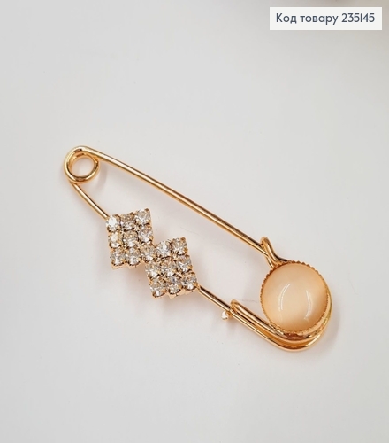 Брошка Шпилька "Мерцание" с камушками 6.5*2 см, золотой цвет. 235145 фото 2