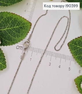 Ланцюжок родований, плетіння снейк, гранований, кручений,  45см, Stainless Steel ТТМ 190399 фото