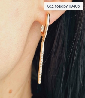 Серьги с подвижной подвеской в Блестящем камне, 1,9+3см, английская застежка, Xuping 18К 119405 фото