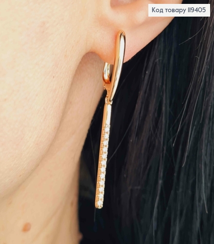 Серьги с подвижной подвеской в Блестящем камне, 1,9+3см, английская застежка, Xuping 18К 119405 фото 1