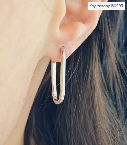 Серьги кольца родованные, продолговатые, 2,5см. Xuping 180993 фото 2
