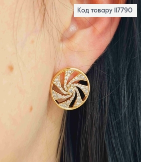 Серьги "Вихрь Жизни" с Блестящими камнями, 1,85см, английская застежка, Xuping 18K 117790 фото