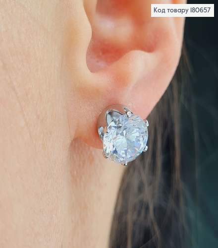 Сережки гвоздики с большим камнем, 1см, Xuping 180657 фото 2