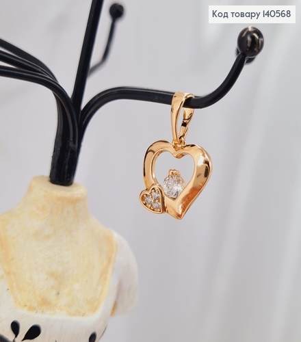 Кулон СЕРЦЕ з камінцями 1,2см Xuping 18K 140568 фото 2