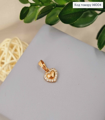 Кулон "Серце" в оправі з Камінців, 9мм, Xuping 18K 141004 фото 1