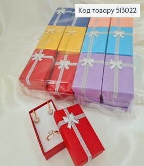 Коробка однотонная с серебряным бантиком 5*8*2,5 см в асс. 513022 фото