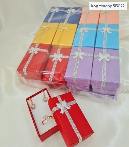 Коробка однотонная с серебряным бантиком 5*8*2,5 см в асс. 513022 фото 1