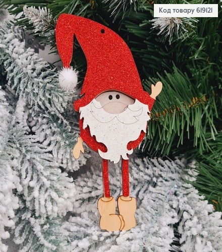 Игрушка на елку деревянная Санта, 14,5*8см, Украина 619121 фото 1