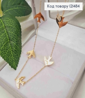 Цепочка якорное плетение с подвесками "Птички" (1,4*1см), длина 57+6см, Xuping ТТМ 121484 фото