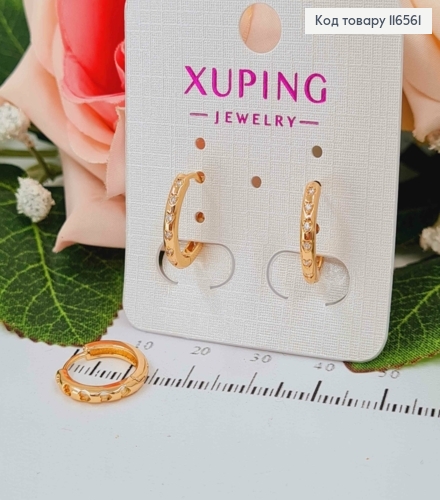 Серьги кольца 1,5см, с камешками, Xuping 18K 116561 фото 1