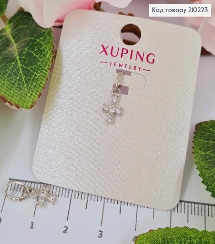 Крестик родованный, с Камешками, размер 0,9*0,6см, Xuping 210223 фото 1