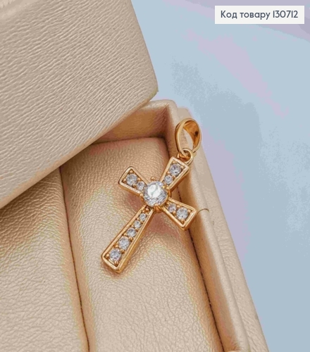 Крестик украшен Блестящими камешками, размер 2,2*1,4см, Xuping 18K 130712 фото 2