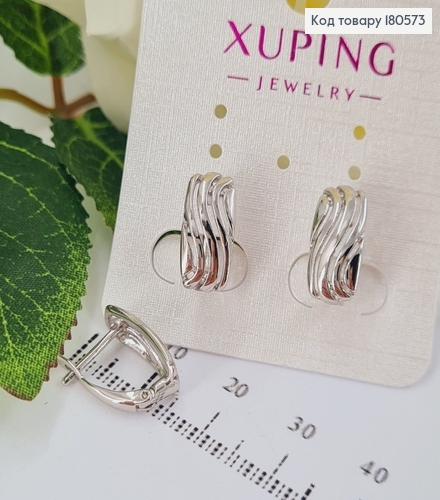Сережки Хвильки 1,6*0,7см  (англійська застібка)  родовані Xuping 180573 фото 1