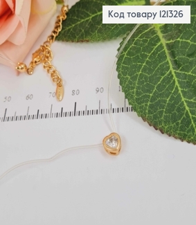 Жилка прозрачная, с камешком Сердечком 5мм в оправе, дл. 40+5см, Xuping 18K 121326 фото